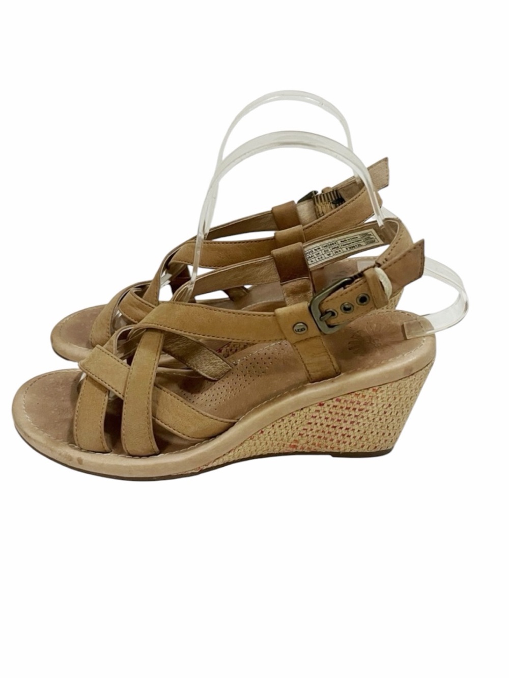 UGG Gaiana Wedge Sandals size US 8 Leather Tan